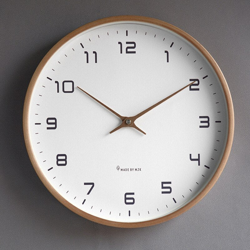 WoodenTime Skandinavisk Vægur – Minimalistisk Trædesign med Quartz Bevægelse for Tidsløs Elegance