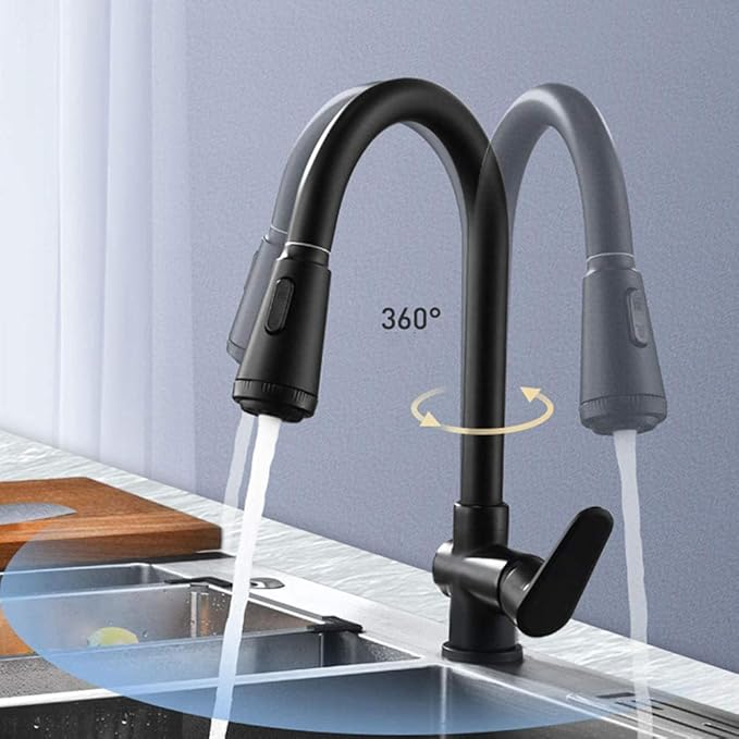SwiftFlow Udtrækkeligt Køkkenarmatur – Touch Sensor Vandhane | Rustfrit Stål, Børstet Nikkel/Mat Sort | Fleksibelt Sprayhoved & Nem Installation