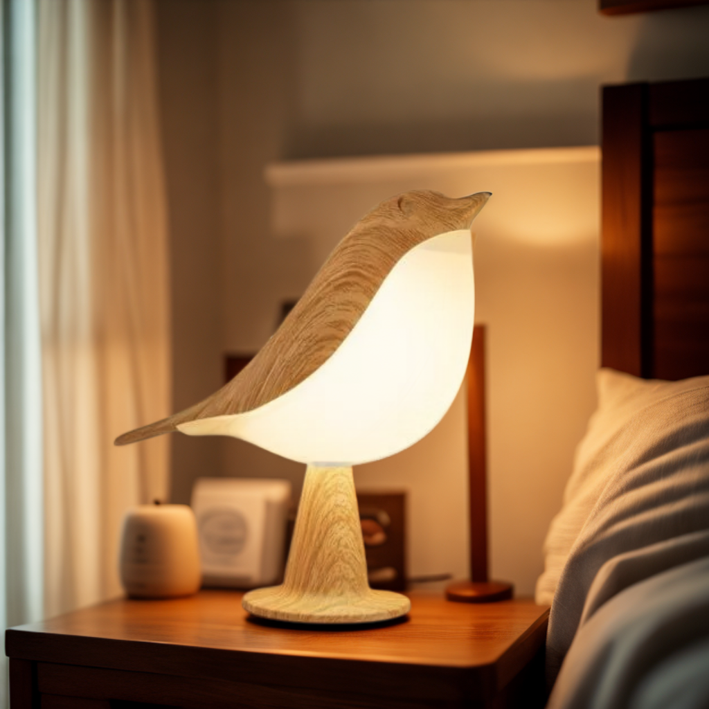 ZenGlow Elegant Fugle-Inspireret Natbordslampe