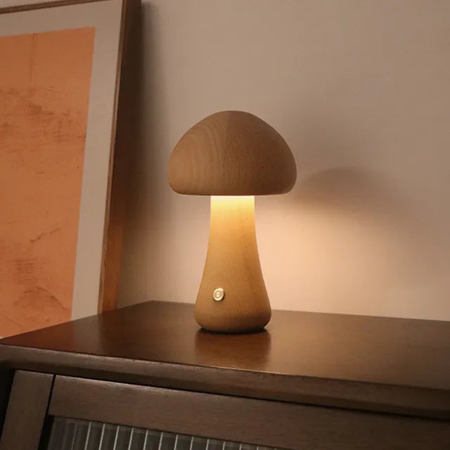 Mushglow Trådløs Svampelampe – Justerbar Belysning, Minimalistisk Design & Genopladeligt Lithiumbatteri | Perfekt Gaveidé