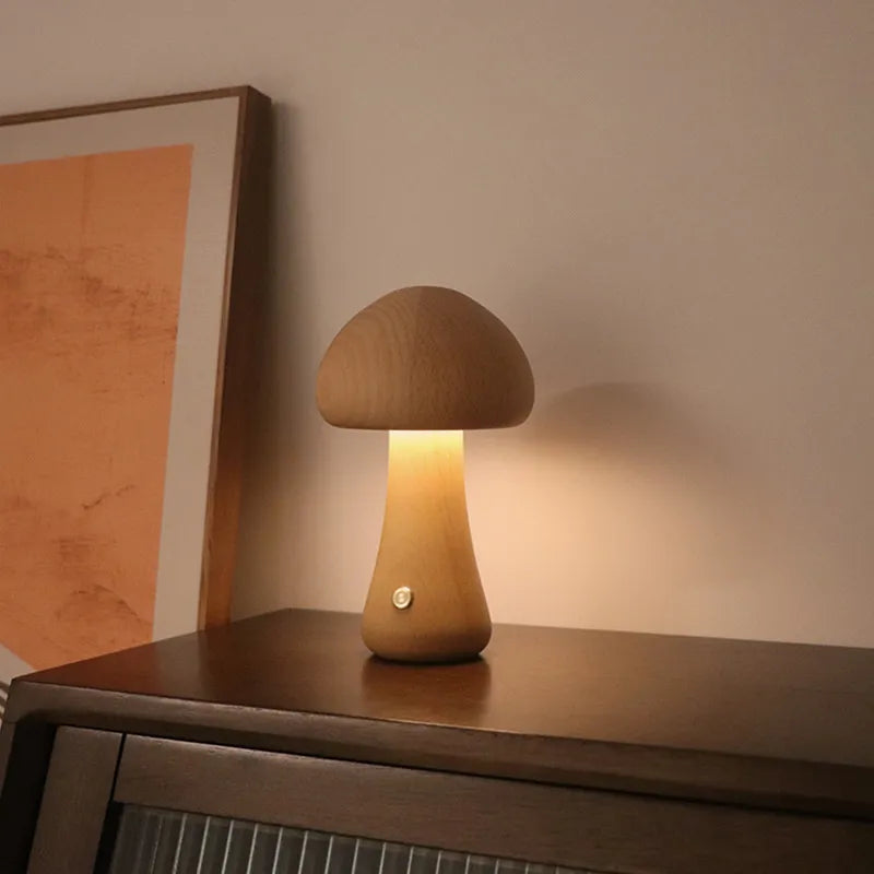 Mushglow Trådløs Svampelampe – Justerbar Belysning, Minimalistisk Design & Genopladeligt Lithiumbatteri | Perfekt Gaveidé