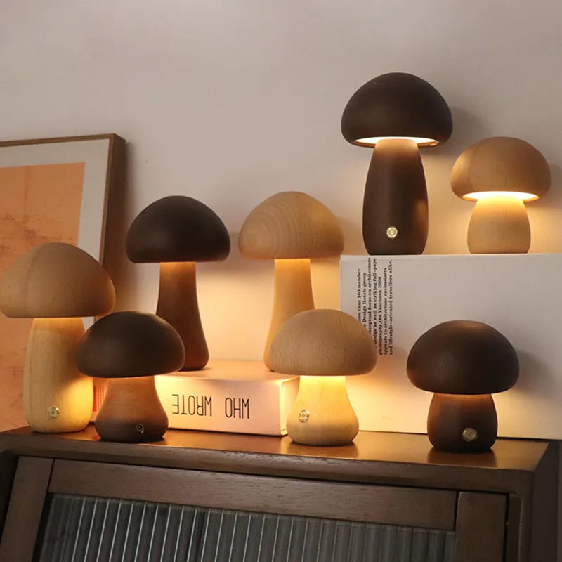 Mushglow Trådløs Svampelampe – Justerbar Belysning, Minimalistisk Design & Genopladeligt Lithiumbatteri | Perfekt Gaveidé