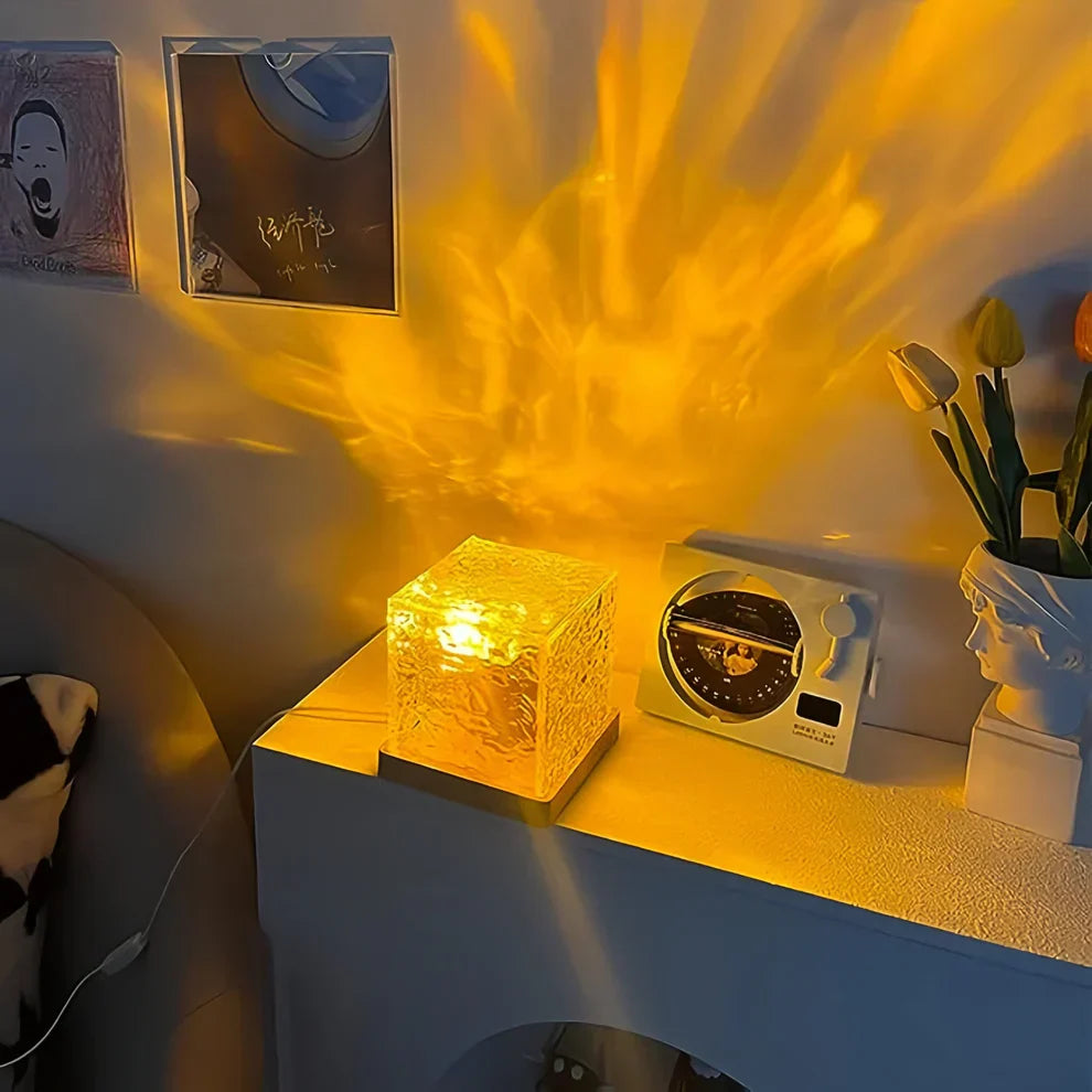 LuminaWall Projektor Natlampe – Beroligende Vandbølger med Justerbar LED Farver og Fjernbetjening