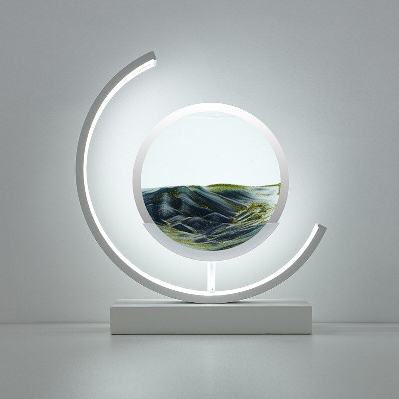 SandAura Kvægsand Bordlampe – LED Bordlampe med Dynamisk Sandkunst | Beroligende & Øjenvenlig Belysning, Unikt Design