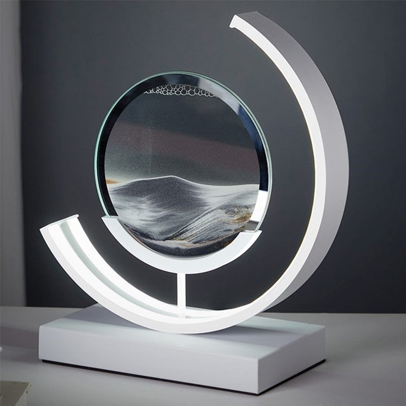 SandAura Kvægsand Bordlampe – LED Bordlampe med Dynamisk Sandkunst | Beroligende & Øjenvenlig Belysning, Unikt Design