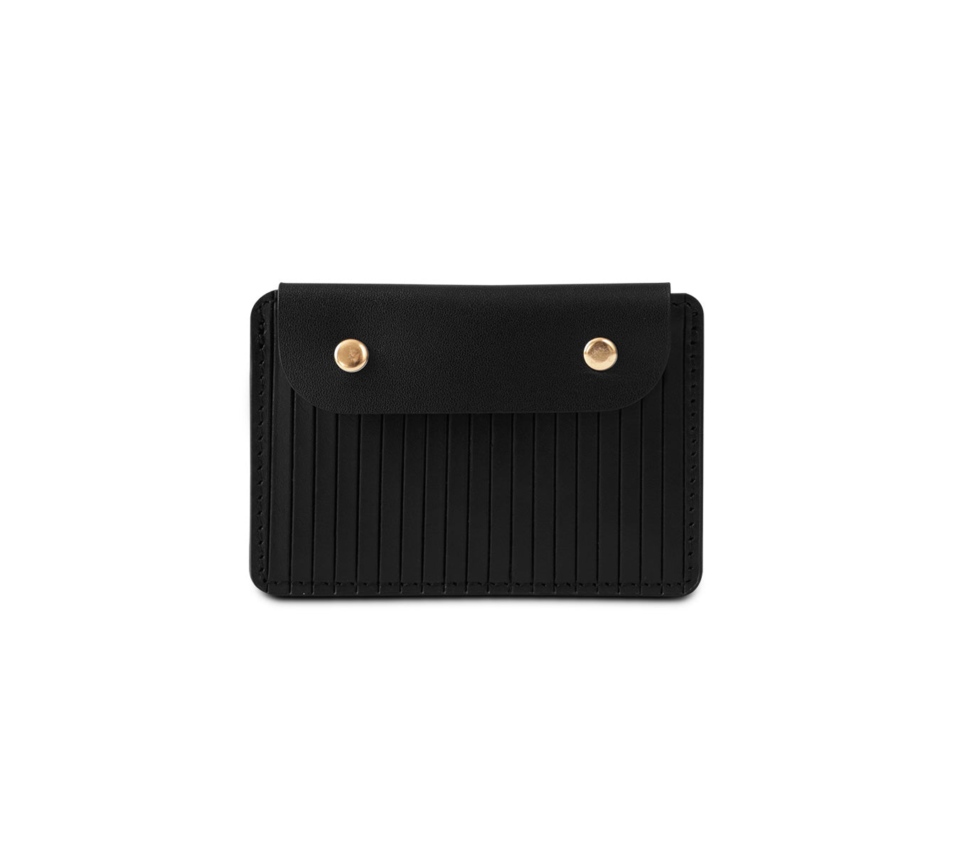Læder Kortholder – Håndlavet Card Case med Knap og Herringbone