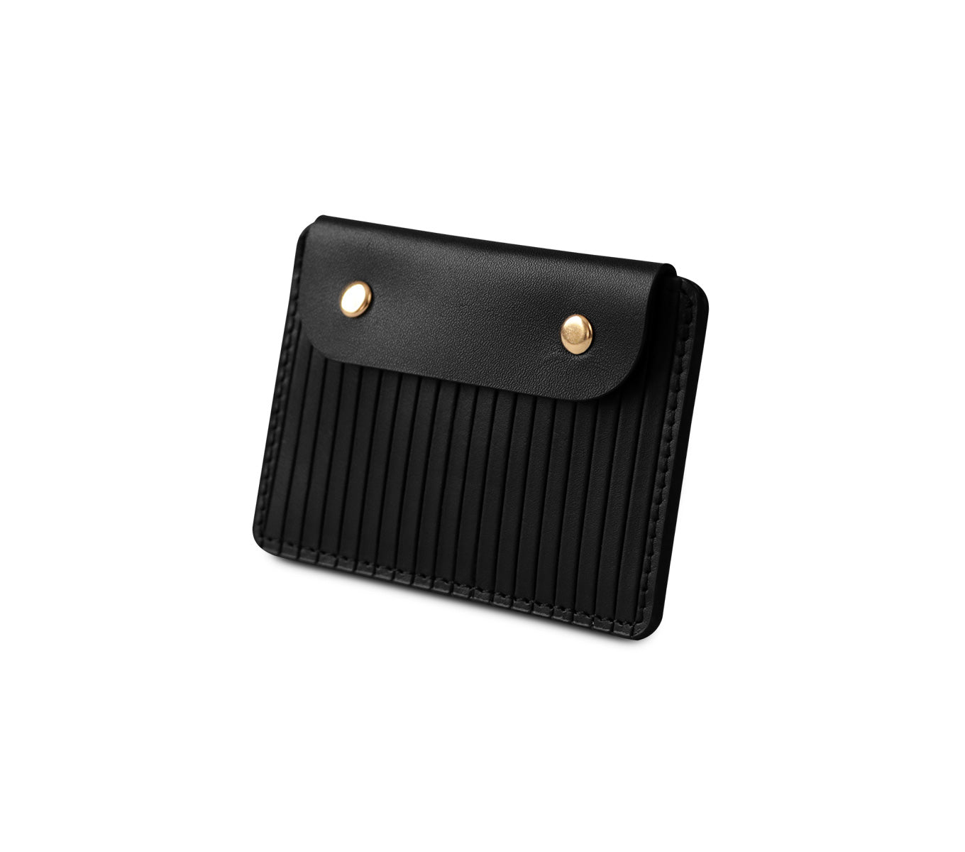 Læder Kortholder – Håndlavet Card Case med Knap og Herringbone