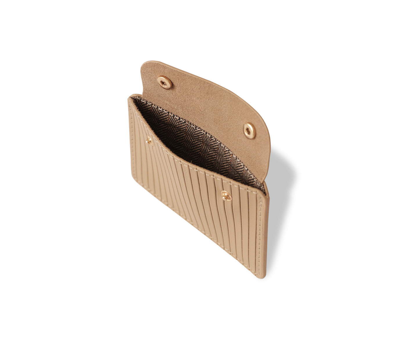 Læder Kortholder – Håndlavet Card Case med Knap og Herringbone