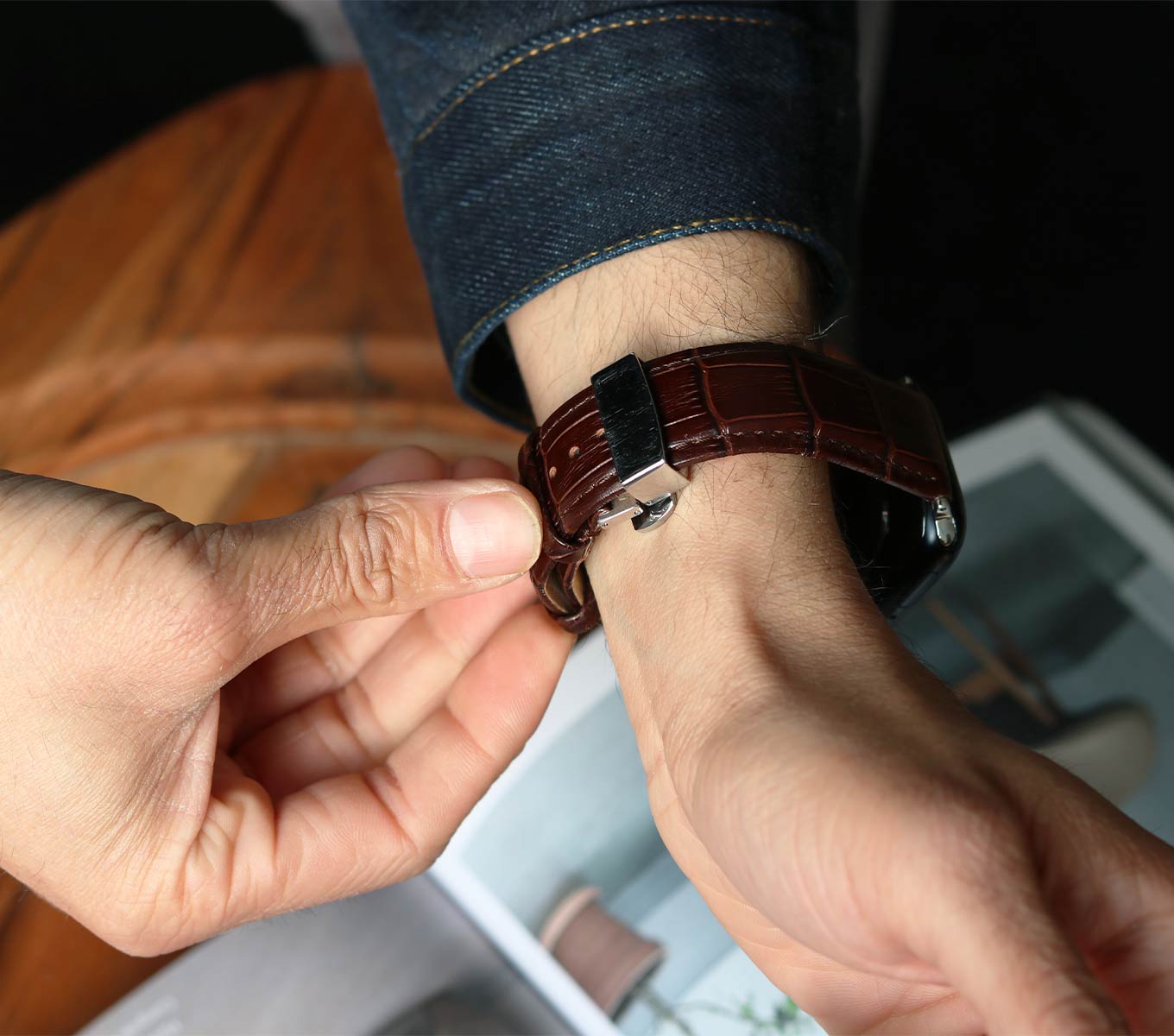 Læderrem til Apple Watch 44/45mm – Eksklusiv Urrem fra Selviz