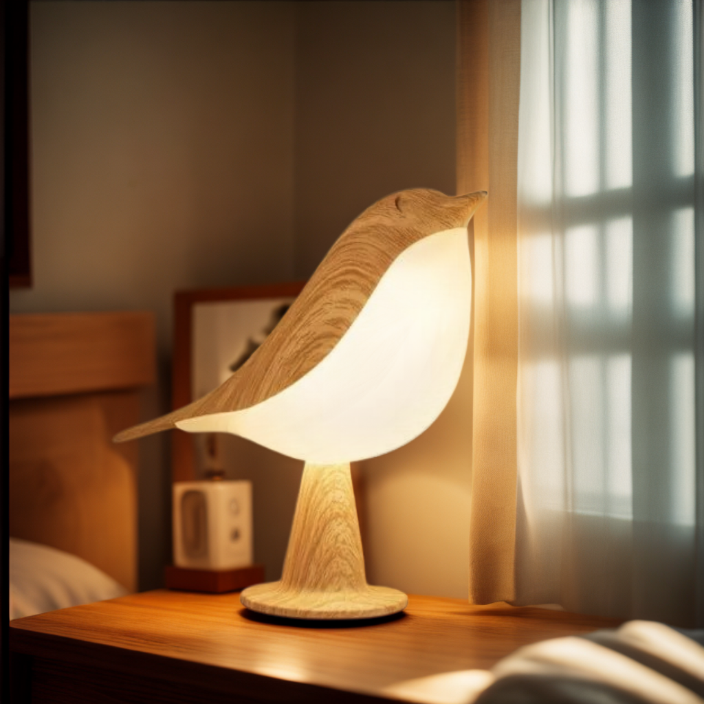 ZenGlow Elegant Fugle-Inspireret Natbordslampe