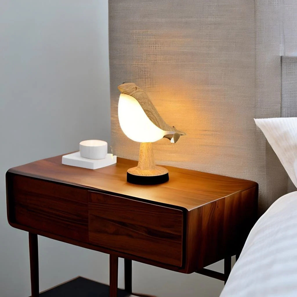 ZenGlow Elegant Fugle-Inspireret Natbordslampe