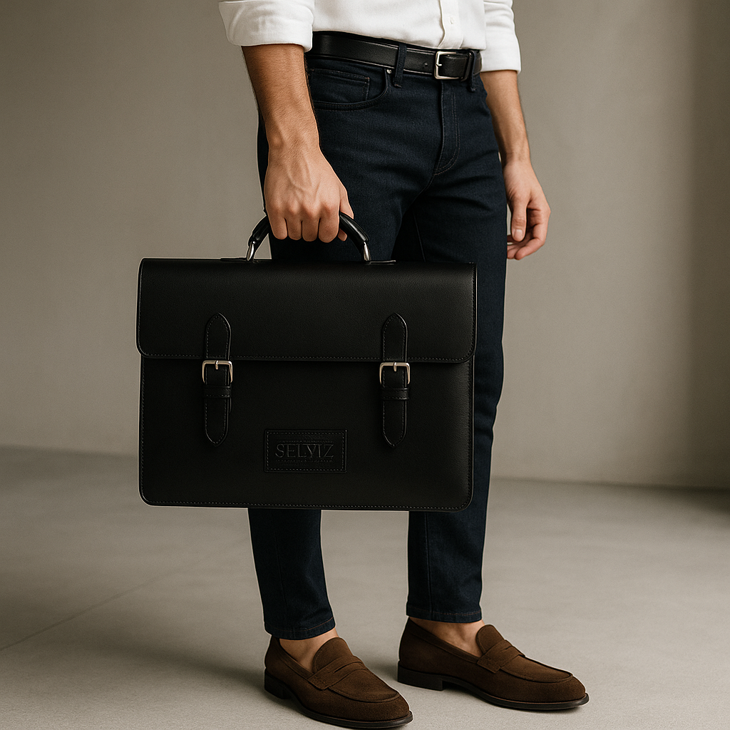 Elegant Laptop Taske i Læder – Tidløst & Stilrent