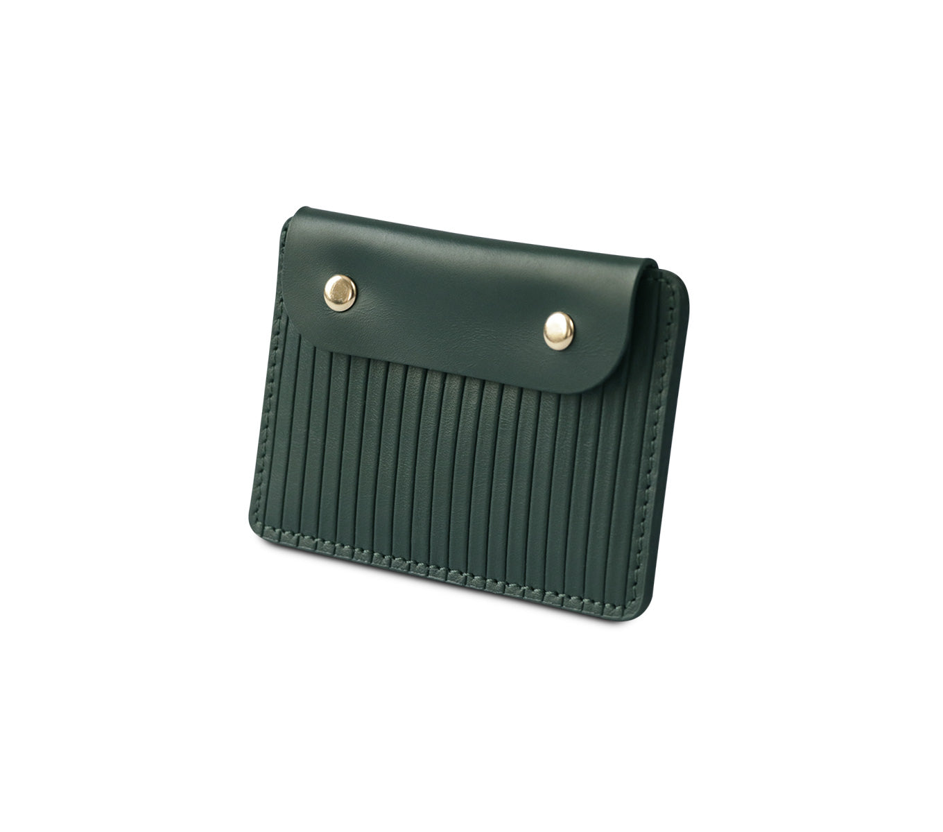 Læder Kortholder – Håndlavet Card Case med Knap og Herringbone