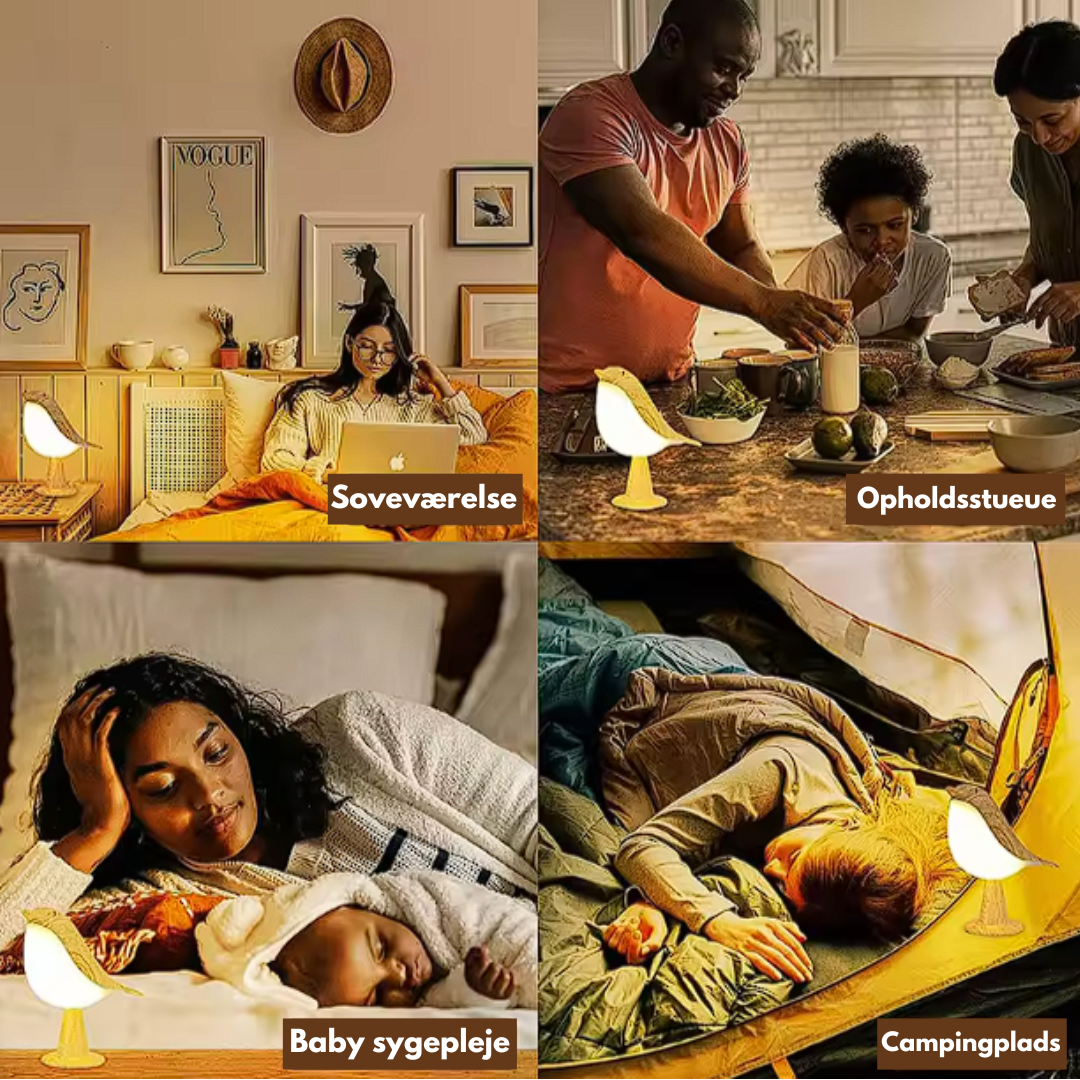 ZenGlow Elegant Fugle-Inspireret Natbordslampe