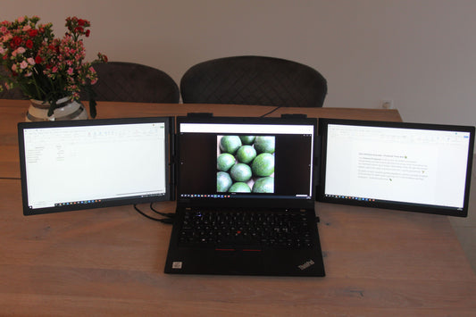 ScreenBooster – Bærbar 14” Triple Skærm til Laptop | Øget Produktivitet & Multitasking