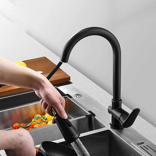 SwiftFlow Udtrækkeligt Køkkenarmatur – Touch Sensor Vandhane | Rustfrit Stål, Børstet Nikkel/Mat Sort | Fleksibelt Sprayhoved & Nem Installation