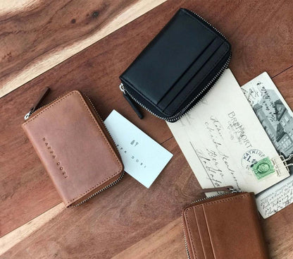 Billfold RFID Herrepung i Ægte Læder – Kompakt og Sikker med Lynlås