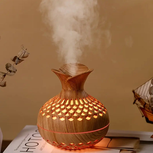 SerenityMist Aroma Diffuser – Blomsterdesign, Langvarig Aromaterapi, 10 Timer Drift, Perfekt til Afslapning