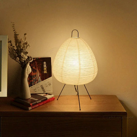 WabiGlow Bordlampe – Håndlavet RisPapir Skærm med Wabi-Sabi Æstetik og Justerbart LED Lys