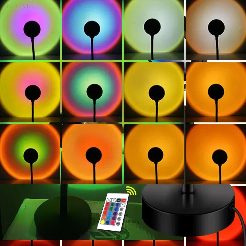 GoldenGleam Solnedgangs Projektionslampe – LED Belysning | Fjernbetjening & USB Opladning | Skab Magiske Fotos & Beroligende Atmosfære