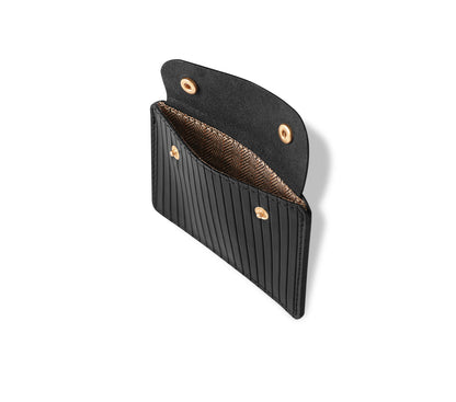 Læder Kortholder – Håndlavet Card Case med Knap og Herringbone