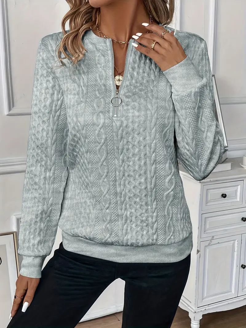 Kabelstrikket Halv-Lynlås Sweater – Klassisk Stil & Varm Komfort | Perfekt til Efterår & Vinter