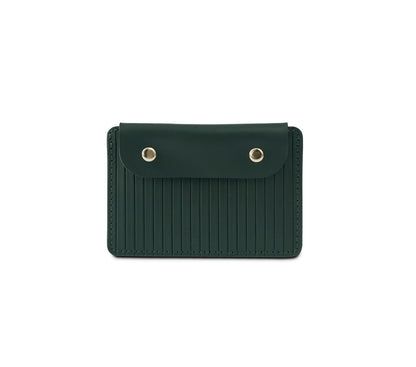 Læder Kortholder – Håndlavet Card Case med Knap og Herringbone