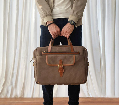 Selviz Harness Leather &amp; Canvas Travel Bag