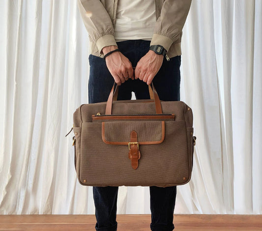 Selviz Harness Leather &amp; Canvas Travel Bag